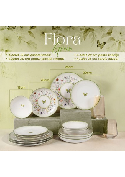 Flora Green 16 Parça 4 Kişilik Yemek Takımı 4883 fırsatları