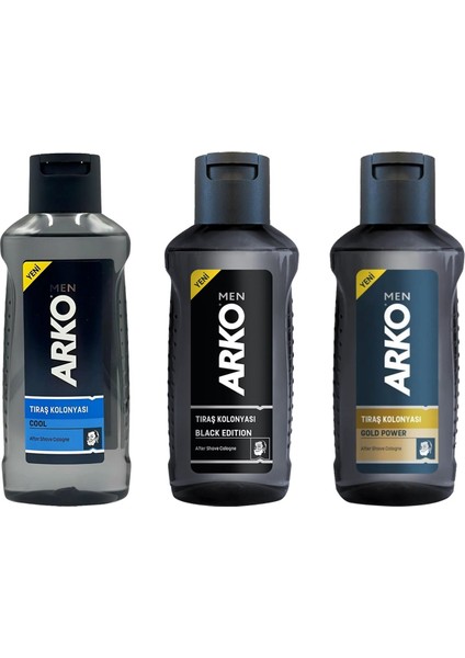 Tıraş Kolonyası 255 ml 3 Lü Karma Set (Cool-Black-Gold)