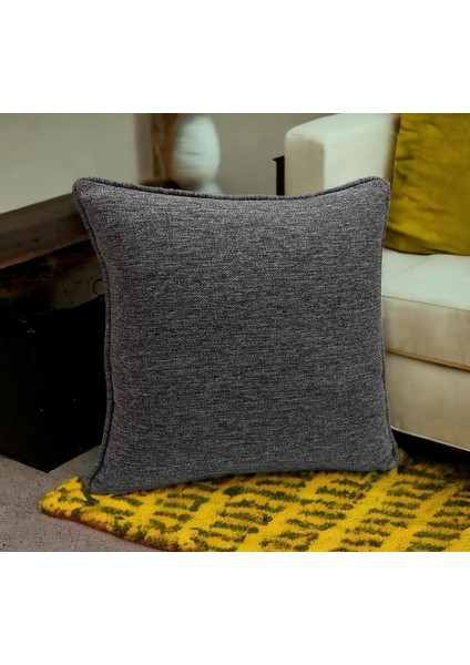 Keten Dokuma Biyeli Kırlent Kılıfı