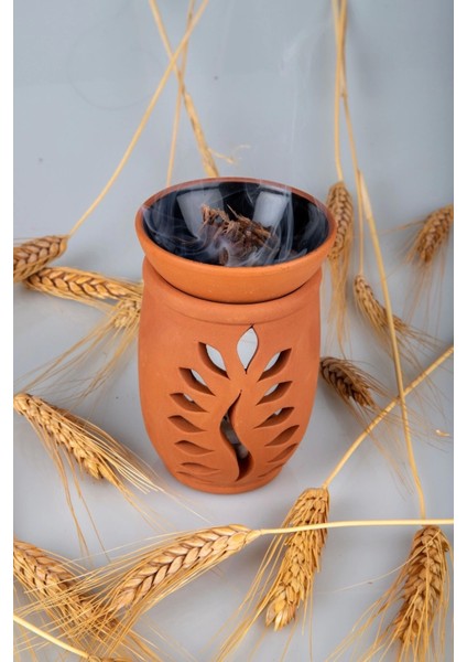 Yaprak Model El Yapımı Çömlek Buhurdanlık Tütsülük indirimleri