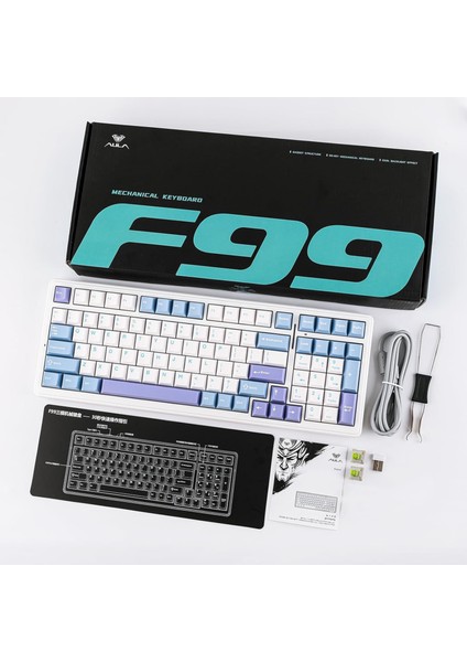 F99 3 Modlu Rgb Hot Swap Mekanik Reaper Switch Kablosuz Makrolu Klavye Mavi