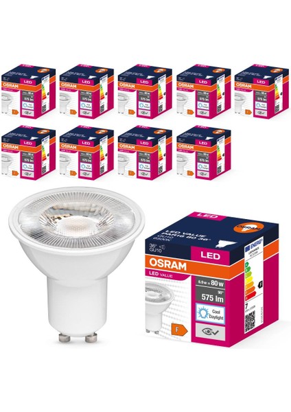 LED Value PAR16 6.9W GU10 6500K Soğuk Beyaz Ampul 10 Adet
