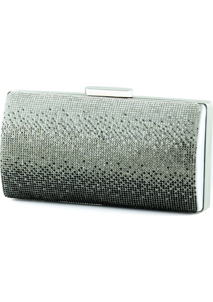 Gümüş Saten Degrade Kristal Taşlı Metal Saplı Abiye El Çantası fırsatları