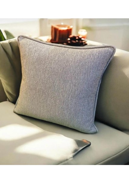 Keten Dokuma Biyeli Kırlent Kılıfı