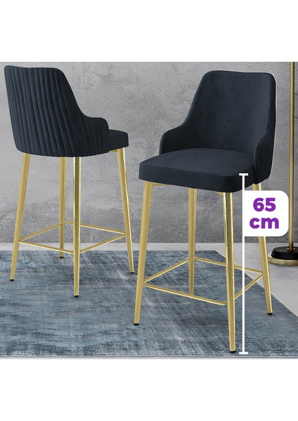 Tera Serisi 4 Adet Babyface Kumaş 65 cm Gold Kaplama Ayaklı Bar Sandalyesi fiyatları