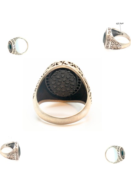 Osmanlı Stil Yeşil Akik ve Zirkon Detaylı Erkek Yüzük Parmağa Göre Ayarlanır 10.23 gr modelleri