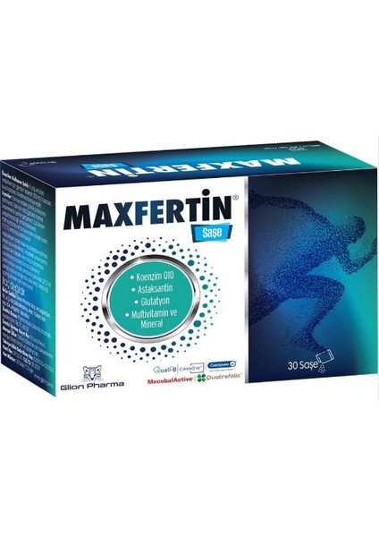 Maxfertin Saşe, Koenzim Q10, Astaksantin, Glutatyon, Multivitamin ve Mineral Içeren Takviye Edici Gıda