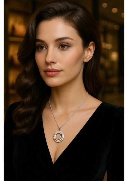 Özel Üretim Baget Taşlı Oval 925 Ayar Gümüş Kolye Livorajewelry