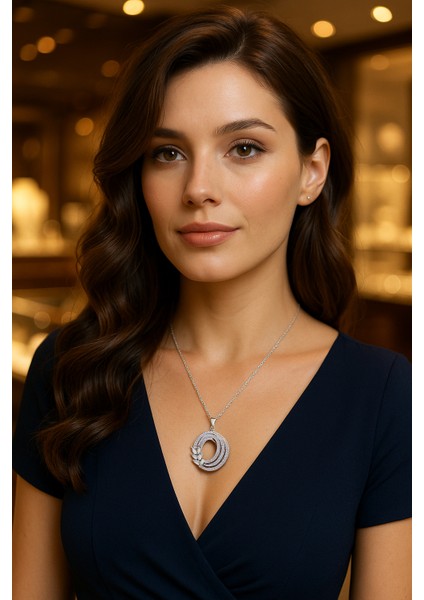 Özel Üretim Baget Taşlı Oval 925 Ayar Gümüş Kolye Livorajewelry fırsatları