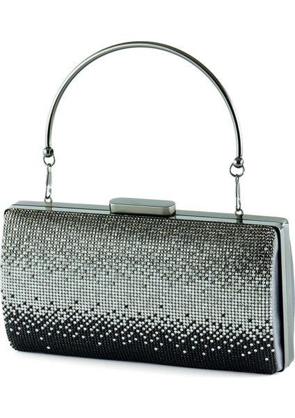 Antrasit Saten Degrade Kristal Taşlı Metal Saplı Abiye El Çantası fiyatları