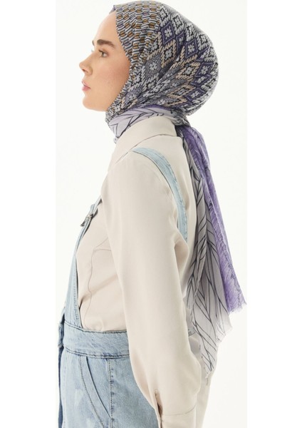 Sahra Desenli Mor Pamuklu Şal