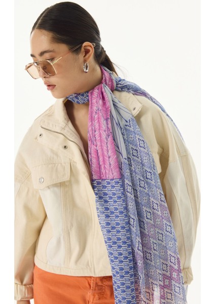 Sahra Desenli Pembe Pamuklu Şal