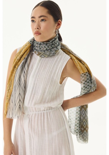 Sahra Desenli Haki Pamuklu Şal modelleri