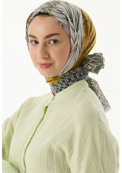 Sahra Desenli Haki Pamuklu Şal