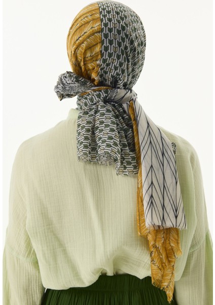 Sahra Desenli Haki Pamuklu Şal