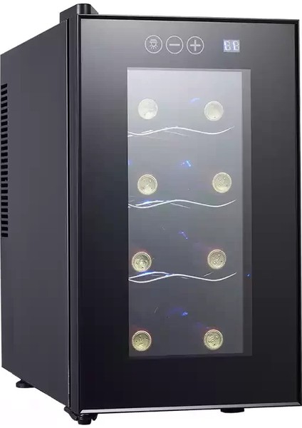 Termoelektrik Şarap Soğutucu | 8 Şişe Kapasiteli | 23 Litre 8-18°c Temperli Cam Şarap Saklama Dolabı