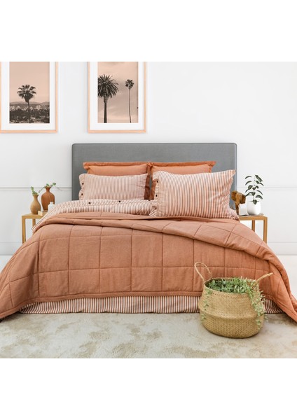 Home Loria Yatak Örtüsü Nevresim Seti 7 Parça-Turuncu