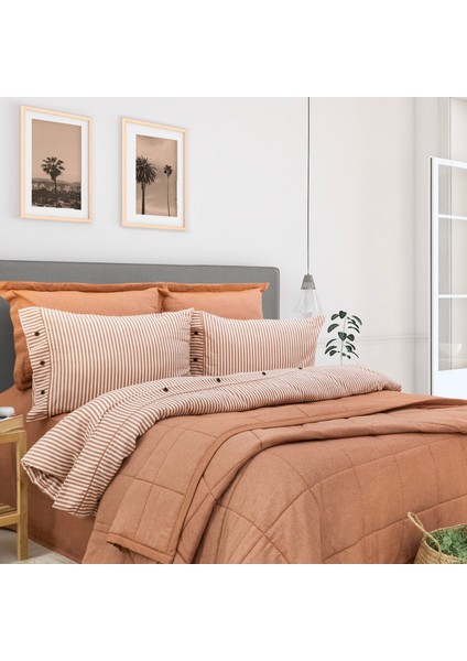 Home Loria Yatak Örtüsü Nevresim Seti 7 Parça-Turuncu modelleri