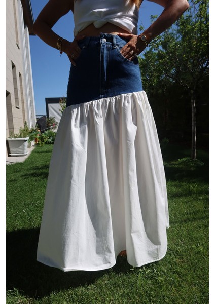 Üstü Denim Altı Poplin Etek indirimleri