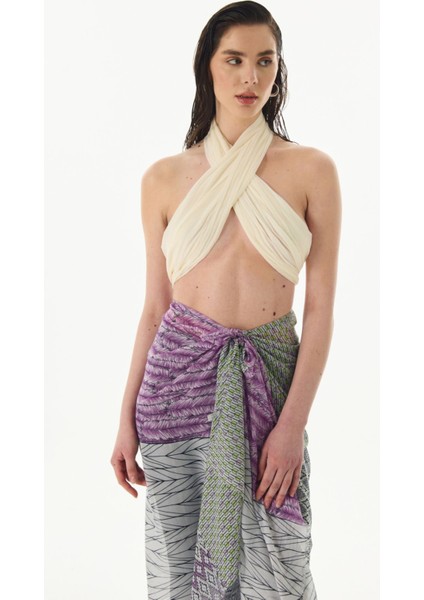 Sahra Desenli Yeşil Pamuklu Şal