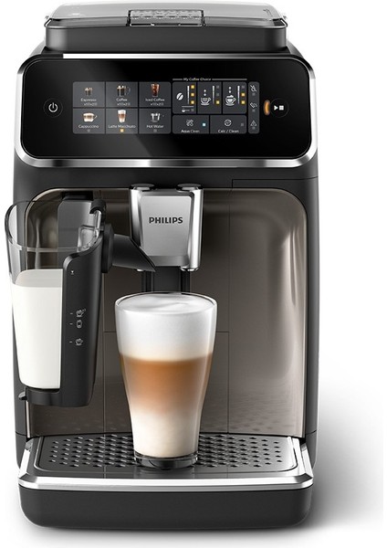 EP3347/90 3300 Serisi LatteGo Tam Otomatik Espresso Makinesi, AquaClean Filtre, 6 İçecek, SilentBrew, Siyah Krom,