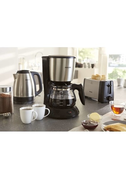 HD7462/20 Filtre Kahve Makinesi, 1,2 Litre Kapasite, Otomatik Kapanma, Cam Demlikli, Siyah ve Metal, indirimleri