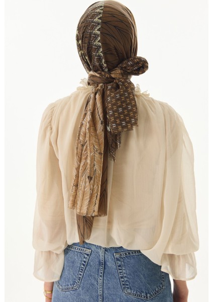 Sahra Desenli Kahve Pamuklu Şal