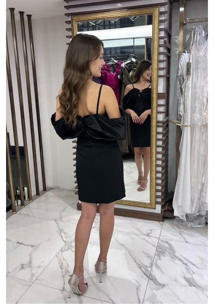 Kadın Ip Askılı Taş Işlemeli Astarlı Saten Fiyonk Detaylı Kısa Elbise fırsatları