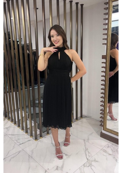 Komple Piliseli Astarlı Şifon Elbise modelleri