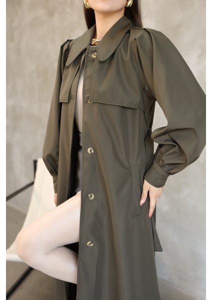 Kadın Balon Kol Uzun Trençkot