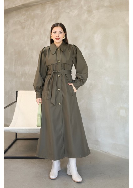 Kadın Balon Kol Uzun Trençkot modelleri