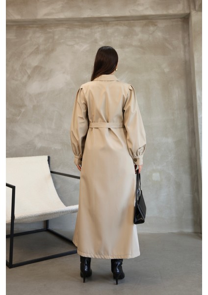 Kadın Balon Kol Uzun Trençkot