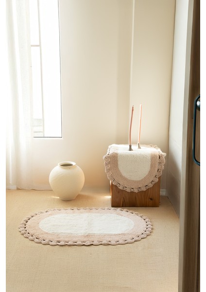 Bianca 2’li Takım Banyo Paspası %100 Pamuk 40x60 + 60x90 Ekru