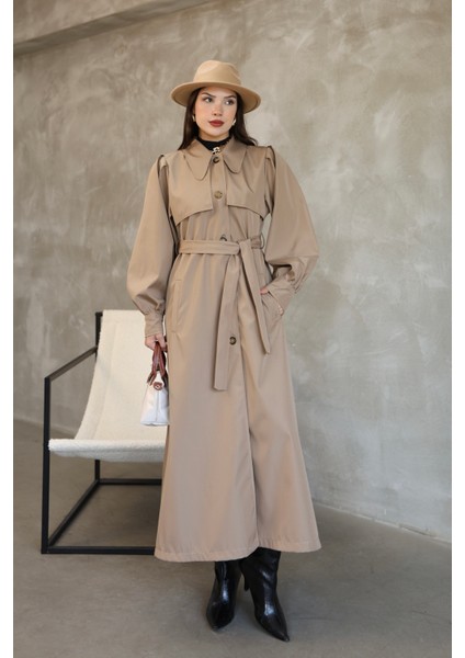 Kadın Balon Kol Uzun Trençkot modelleri