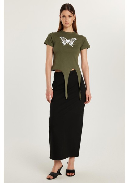 Kadın Slim Fit Dar Kesim Viskon Bilek Boy Siyah Kalem Etek fiyatları