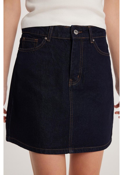 Kadın Slim Fit Dar Kesim Cepli Mini Denim Etek fiyatları