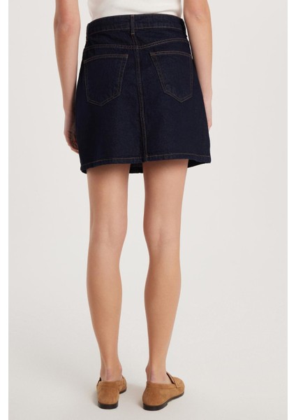 Kadın Slim Fit Dar Kesim Cepli Mini Denim Etek indirimleri