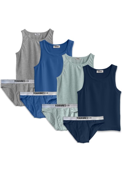 Erkek Çocuk, Pamuklu Slip&Atlet, Alt-Üst, 4 Çift Takım, Okul için uygun