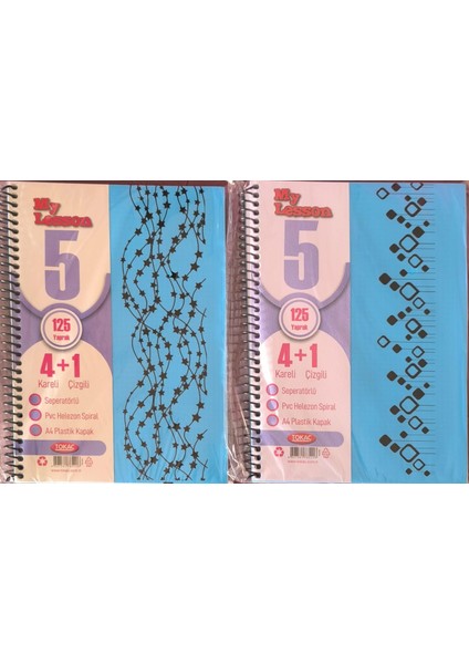 Bölmeli Defter 125 Yaprak 4+1 Spiralli Ayraçlı x 2 Adet