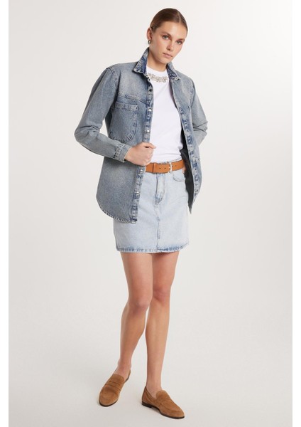 Kadın Slim Fit Dar Kesim Cepli Mini Denim Etek modelleri