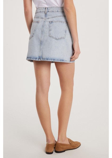 Kadın Slim Fit Dar Kesim Cepli Mini Denim Etek indirimleri