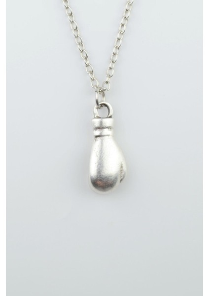 Boks Eldiveni Kolye Gümüş Kaplama Düz Zincir Kolye