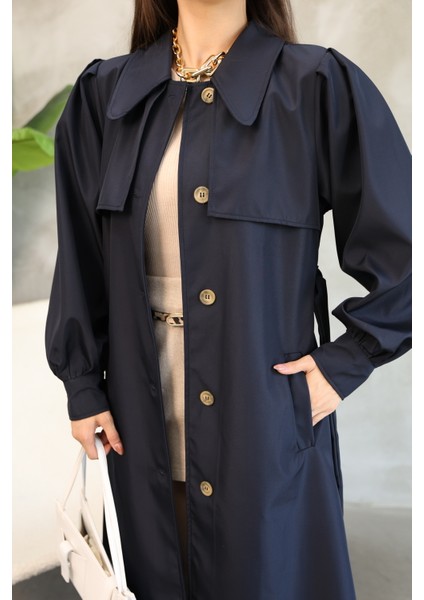 Kadın Balon Kol Uzun Trençkot modelleri