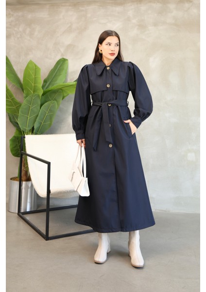Kadın Balon Kol Uzun Trençkot