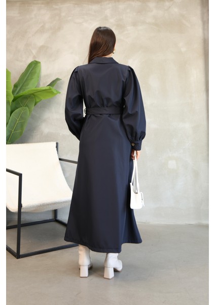 Kadın Balon Kol Uzun Trençkot