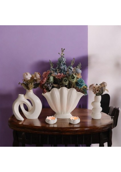 Dekoratif Krem Istiridye Obje & 2'li Vazo Mumluk Seti – Büyük Boy | Salon, Ofis Ev Dekorasyonu fırsatları