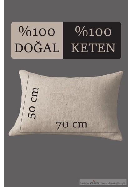 2 Adet %100 Doğal Keten Pamuklu Kapaklı Yastık Kılıfı