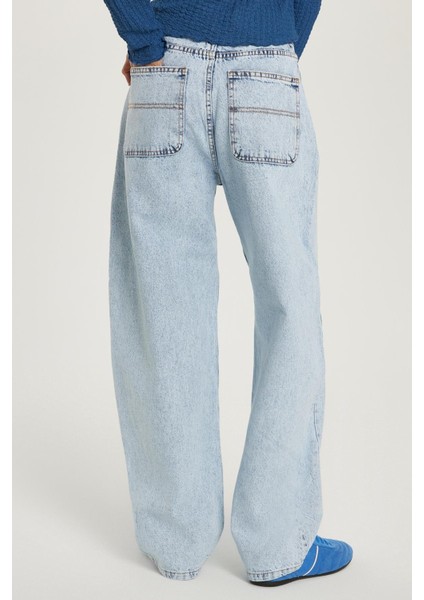 Kadın Regular Fit Yan Cepli Baggy Balon Mavi Jean Kot Pantolon indirimleri