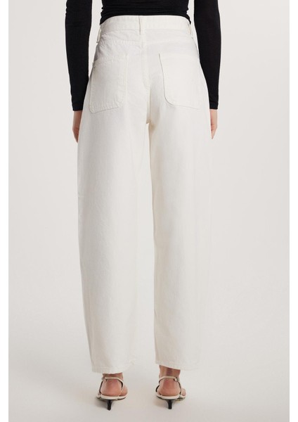 Kadın Regular Fit Yan Cepli Baggy Balon Beyaz Jean Kot Pantolon indirimleri