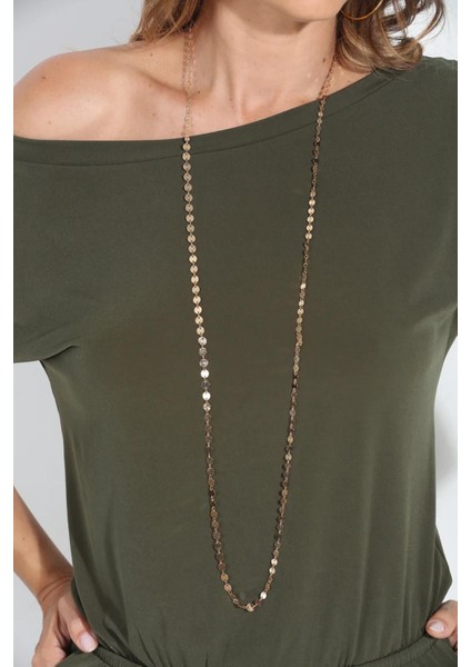 Uzun Altın Kaplama Disk Zincir Kolye